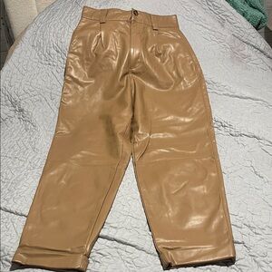 Zara Tan Leather-Look Women Jeans